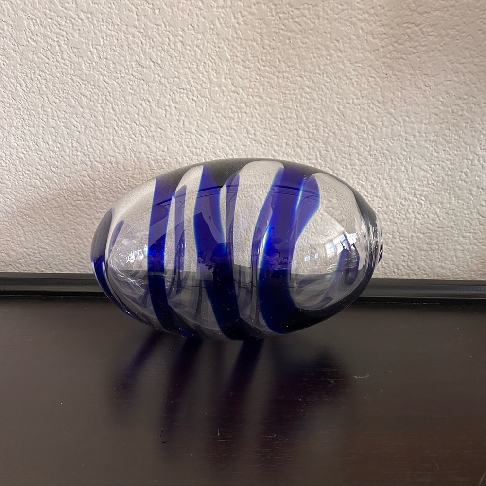 vintage IKEA Karisma blue swirls glass egg by Björn Gustav Ronnqvist hand blown